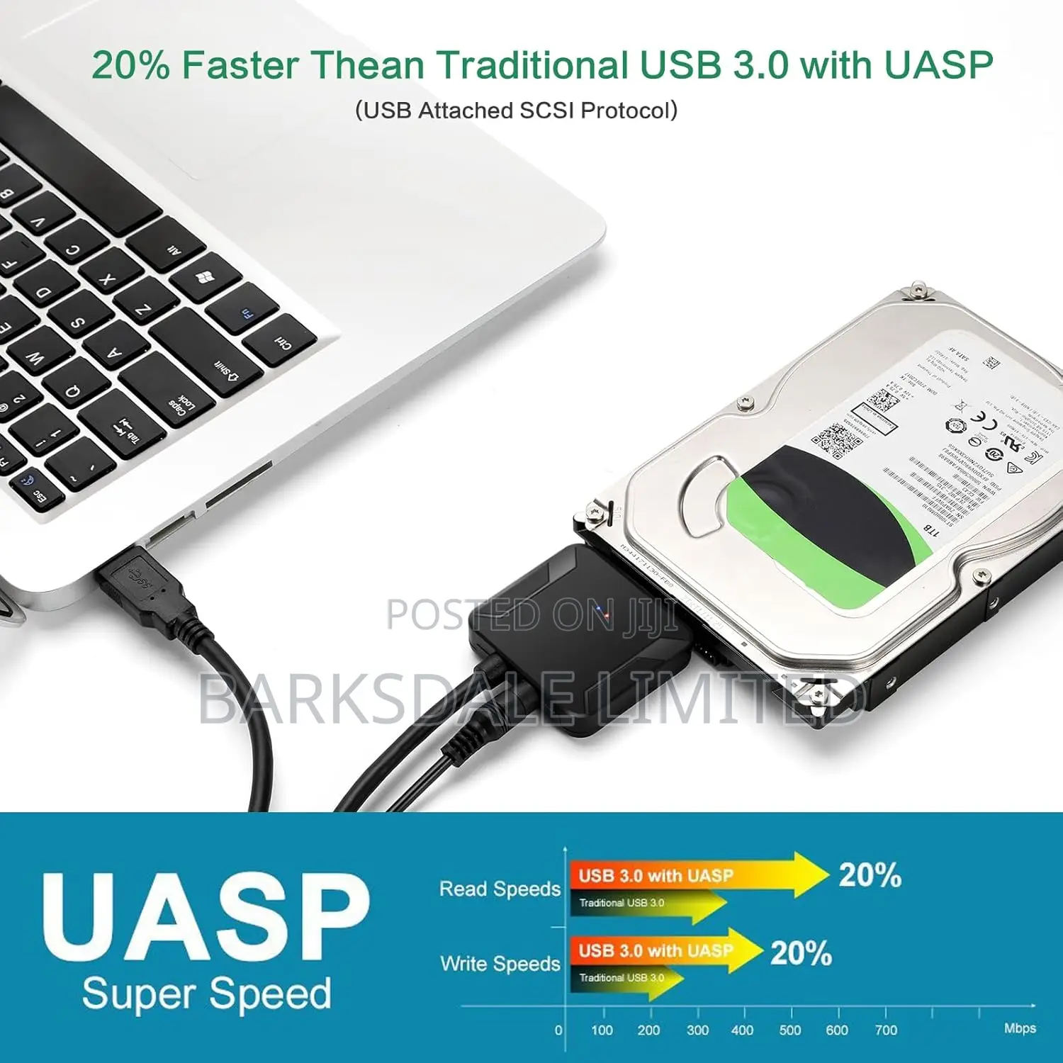 Powered SATA USB 3.0 Adapter 2.5/3.5 SSD/HDD OTG Type-C Power Adapter