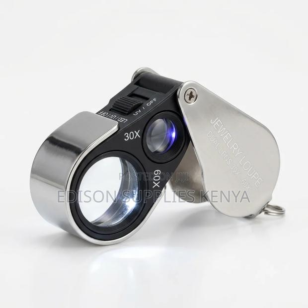 30X 60X Foldable Pocket Jewelry Loupe Magnifier With LED UV Light