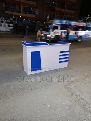 Stylish White Blue Office Counter Desk