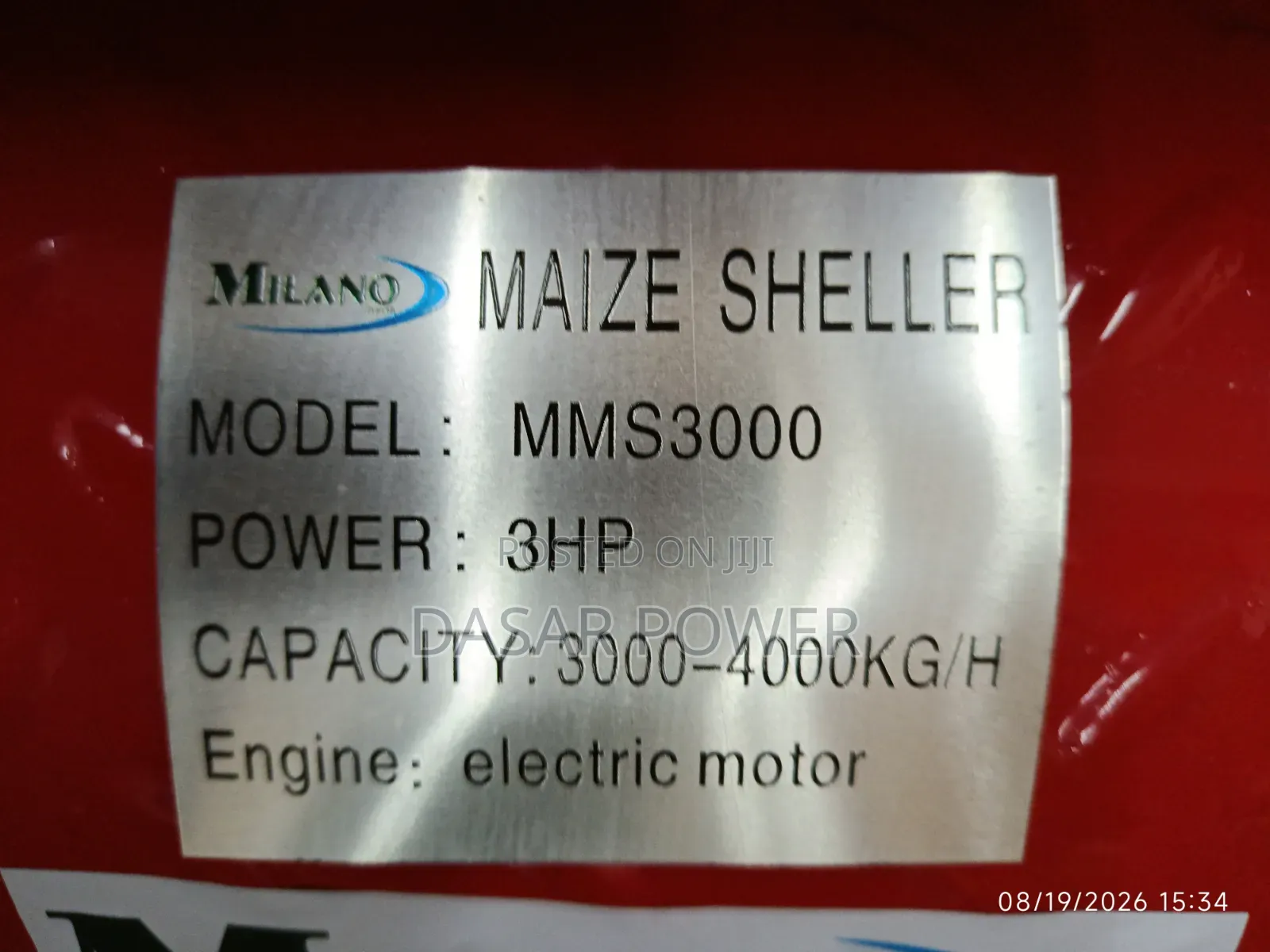 Milano Italia Maize Sheller (Model: MMS3000EM).