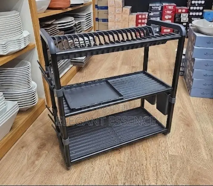 All Black Aluminum 3 Tier Dish Drainer-100% Rust Proof