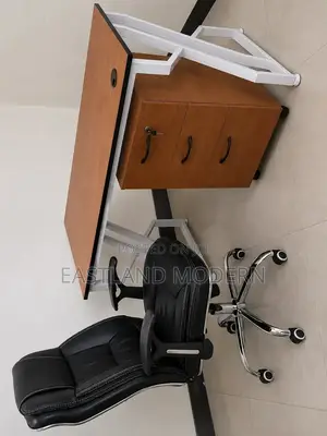 Executive Office Desk With 3-Drawer Cabinet Leather Office Chair
