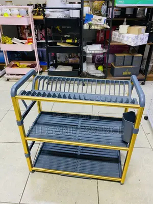 Grey-Gold Rust-Free Heavy-Duty Aluminum 3 Tier Dish Rack