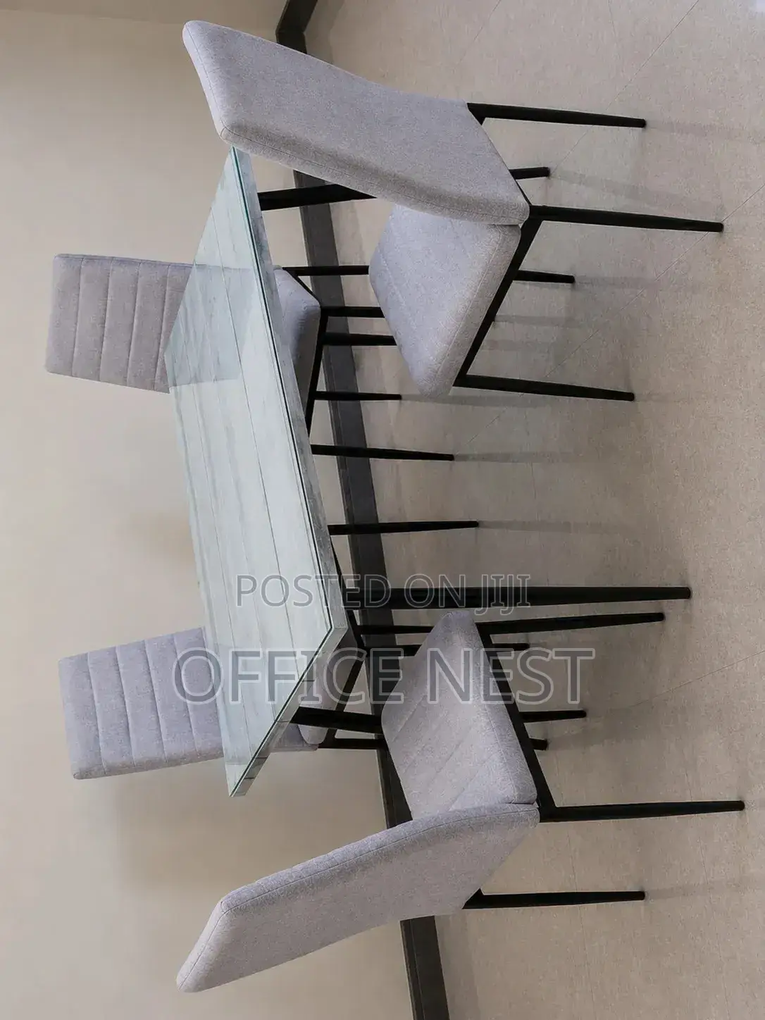 Modern Dining Table Set 4 Seater – Glass Top With 4 Chairs