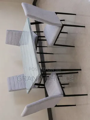 Modern Dining Table Set 4 Seater – Glass Top With 4 Chairs