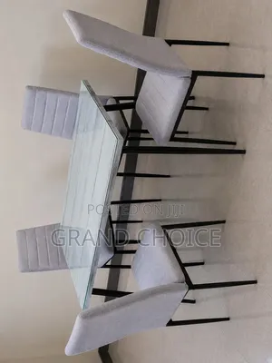 Modern Dining Table Set 4 Seater – Glass Top With 4 Chairs