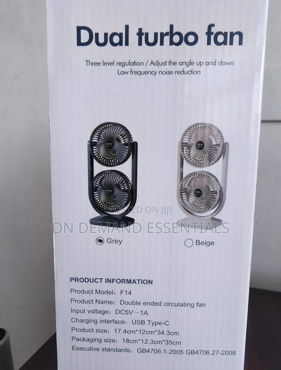 Vertical Double Head 3 Speed Rechargeable Duo Turbo Fan