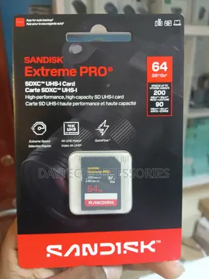 Sandisk SanDisk 64GB Extreme PRO SD Card - 200mb/S V30 UHS-I - Black