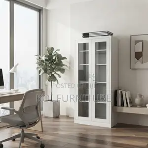 Office Cabinet; Full Glass Office Cabinet With Two Doors