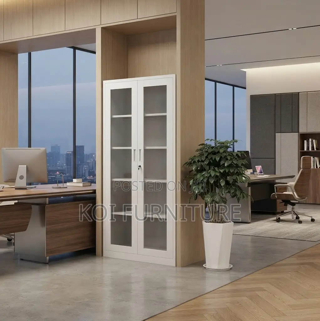 Office Cabinet; Full Glass Office Cabinet With Two Doors