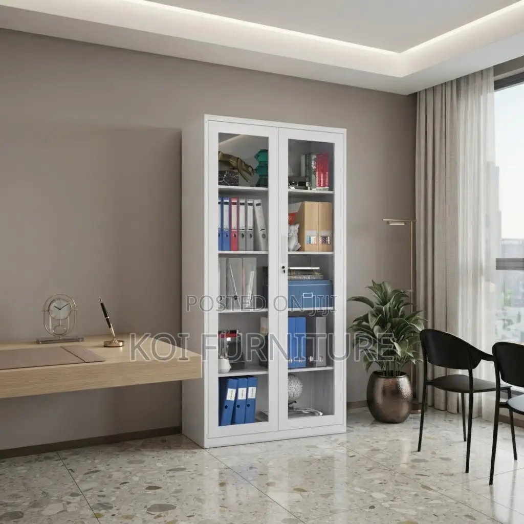 Office Cabinet; Full Glass Office Cabinet With Two Doors