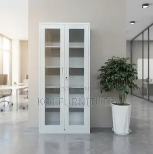 Office Cabinet; Full Glass Office Cabinet With Two Doors