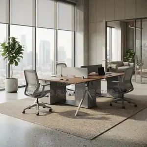 Office Workstation; Four Users Modern Face to Face Open Workstation