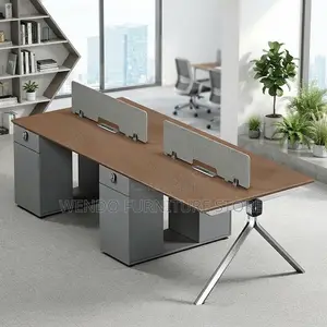 Office Workstation; Four Users Modern Face to Face Open Workstation
