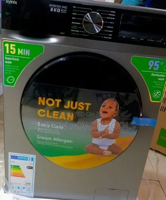 Syinix 8kg BLDC Inverter Front Load Washing Machine.