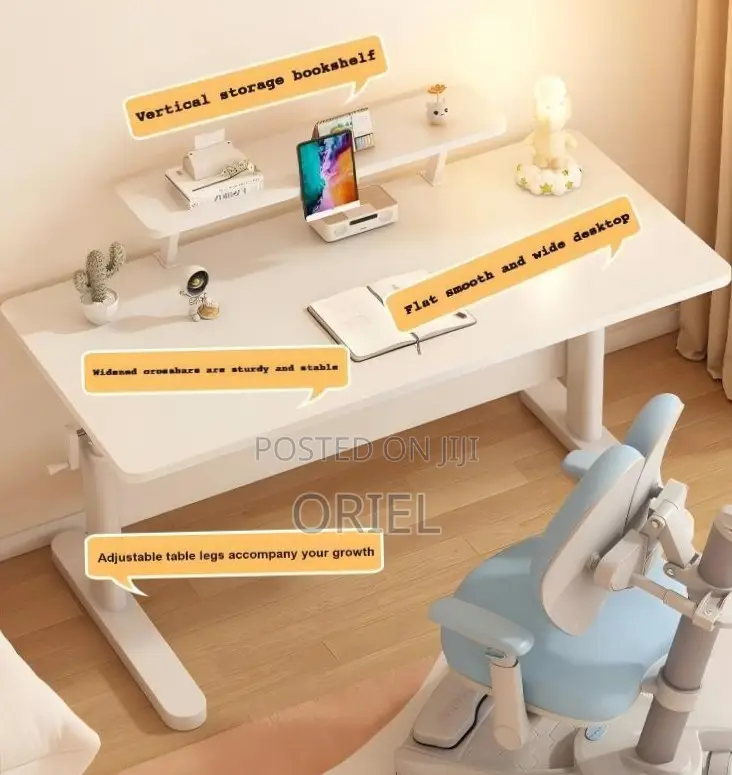 Office Desk : 1.2M Manual Adjustable Height Ergonomic Office Desk
