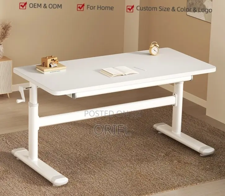 Office Desk : 1.2M Manual Adjustable Height Ergonomic Office Desk