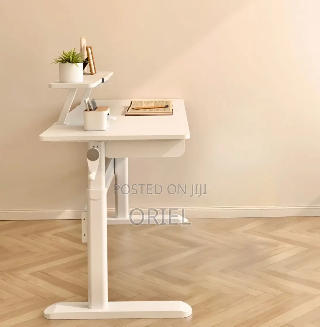 Office Desk : 1.2M Manual Adjustable Height Ergonomic Office Desk