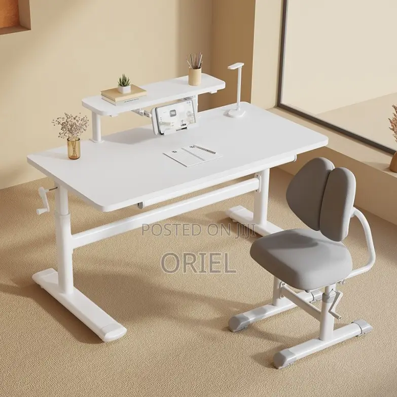 Office Desk : 1.2M Manual Adjustable Height Ergonomic Office Desk