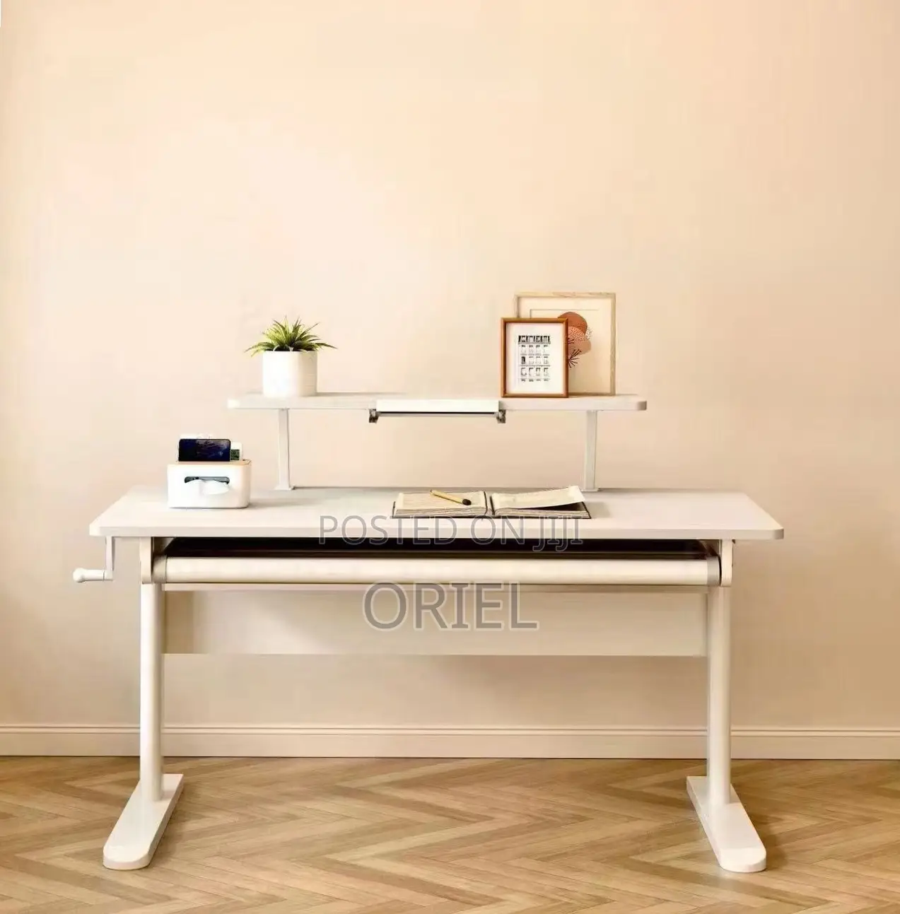 Office Desk : 1.2M Manual Adjustable Height Ergonomic Office Desk