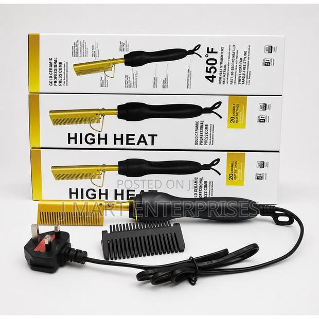 Professional Gold Ceramic Electric Hot Comb Hair Straightener