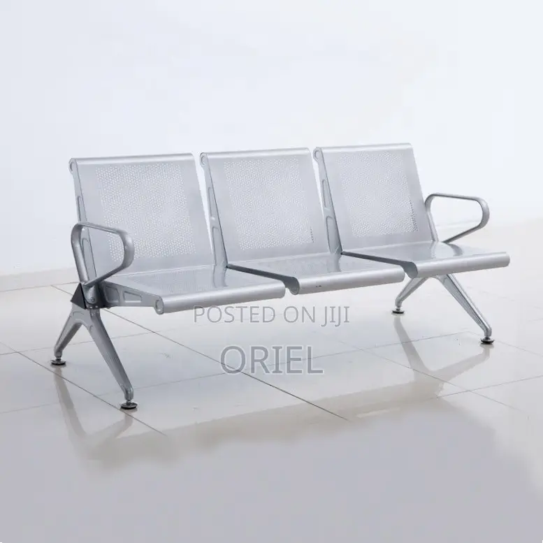 Office Bench : Heavy Duty Office Waiting 3-Seater Steel Bench