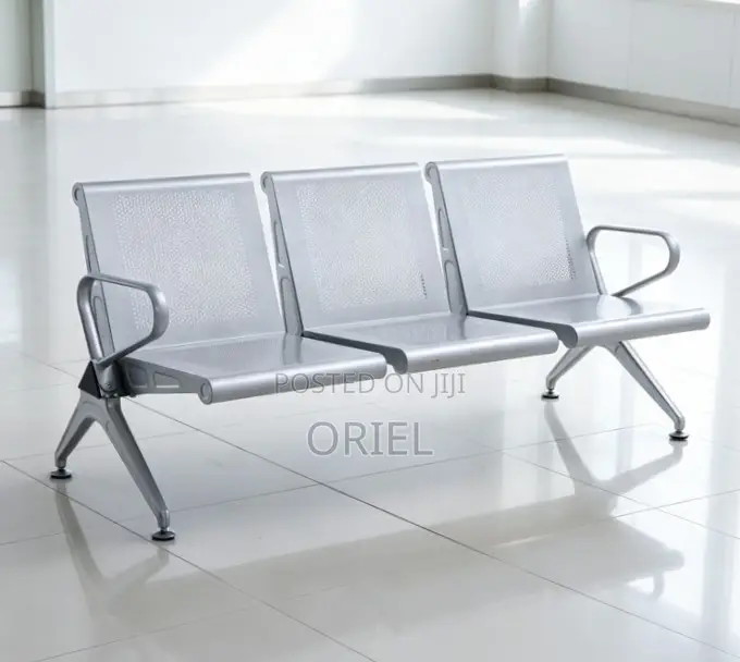 Office Bench : Heavy Duty Office Waiting 3-Seater Steel Bench