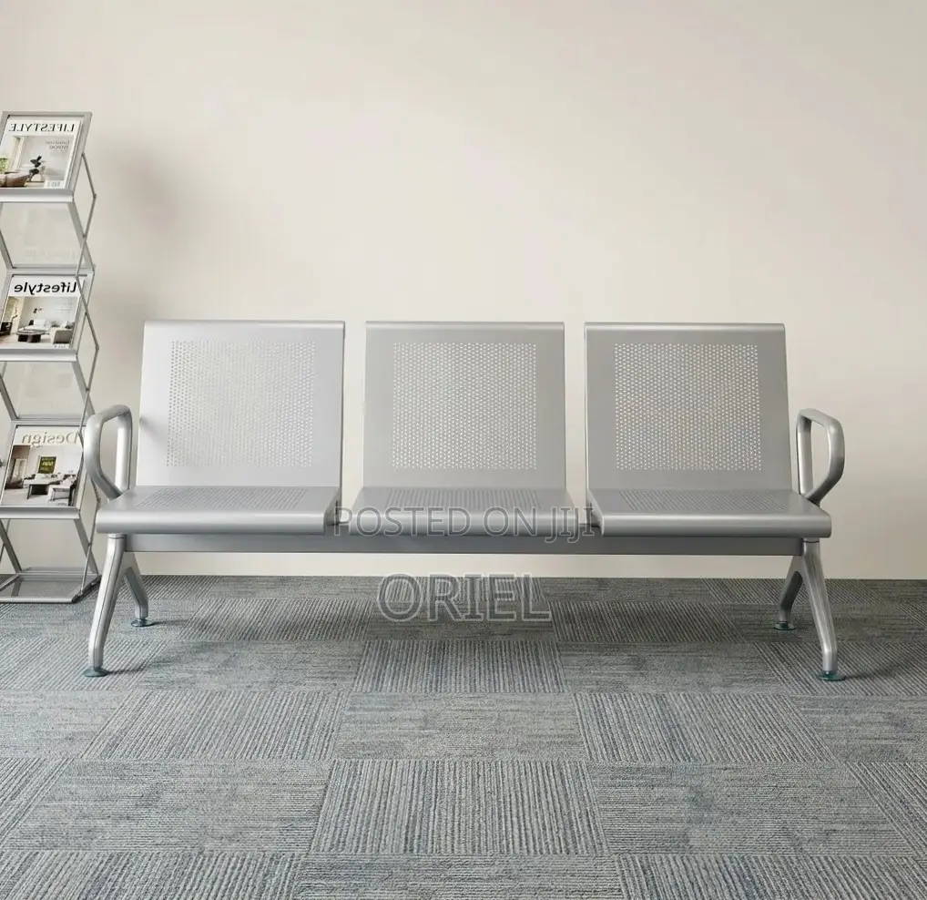 Office Bench : Heavy Duty Office Waiting 3-Seater Steel Bench