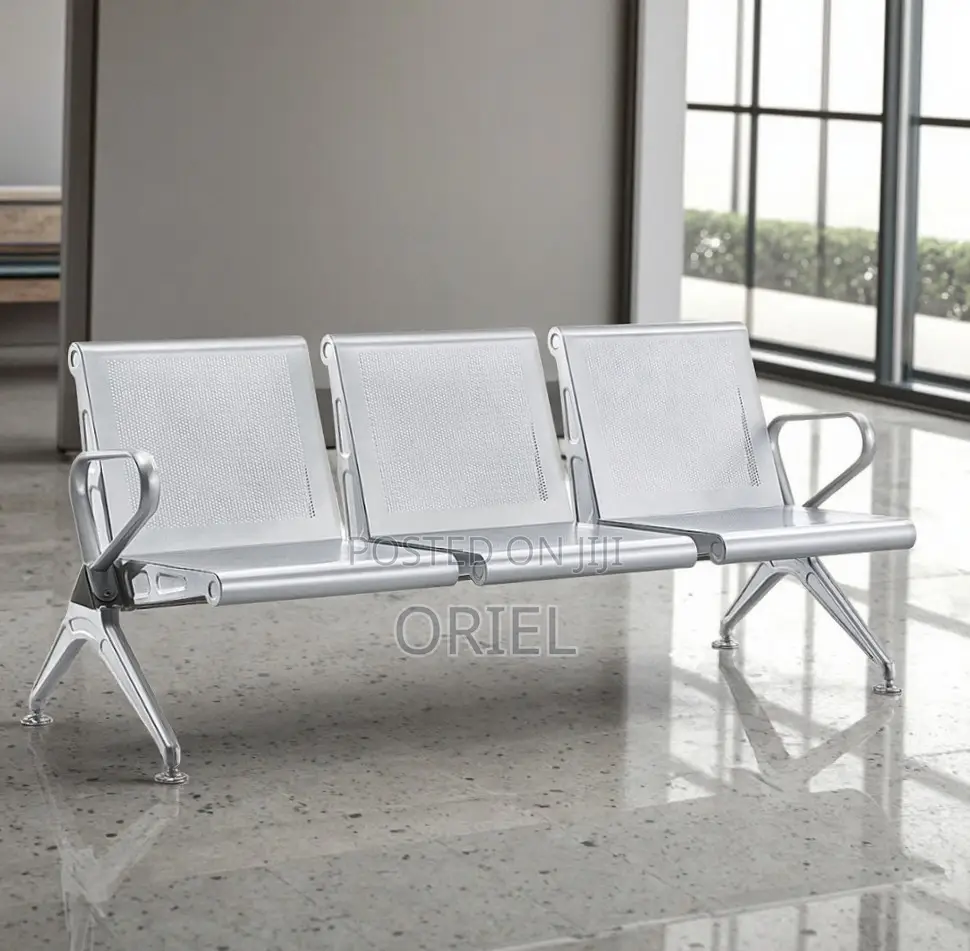 Office Bench : Heavy Duty Office Waiting 3-Seater Steel Bench