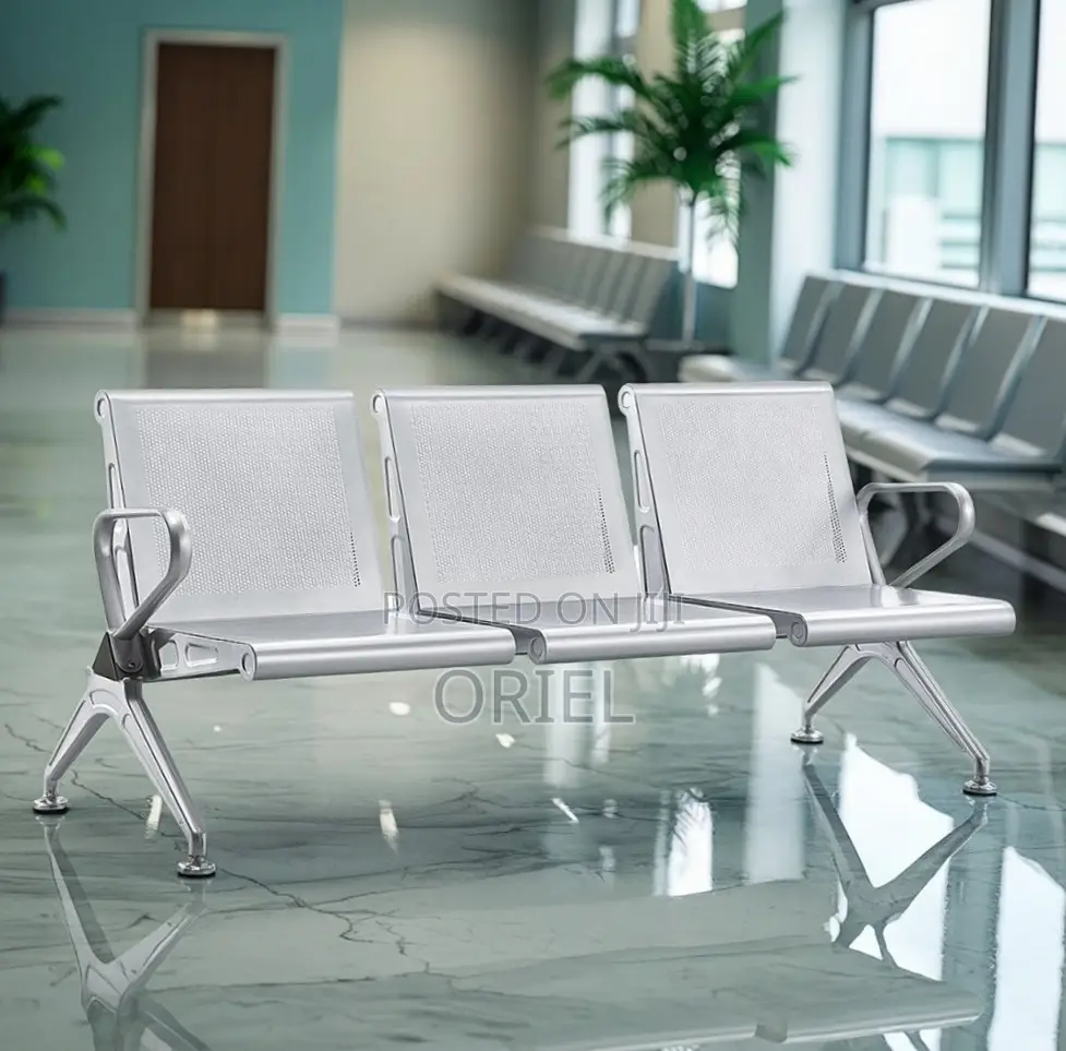 Office Bench : Heavy Duty Office Waiting 3-Seater Steel Bench