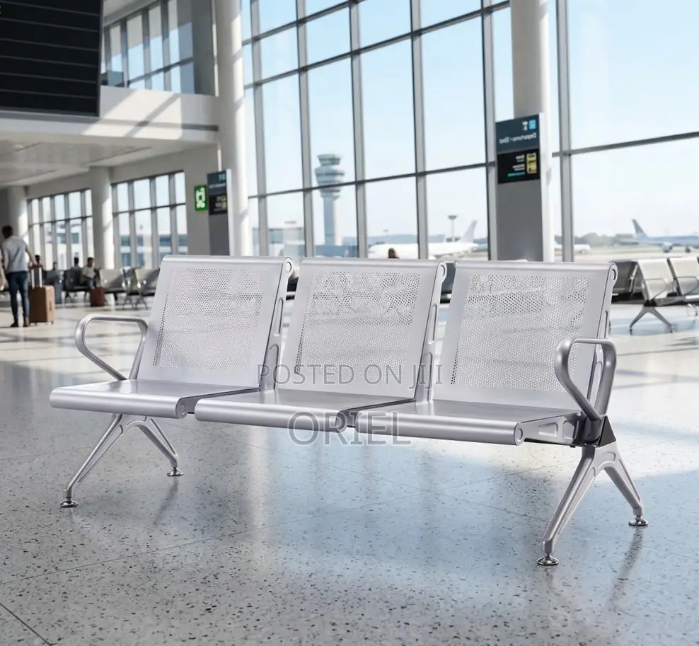 Office Bench : Heavy Duty Office Waiting 3-Seater Steel Bench