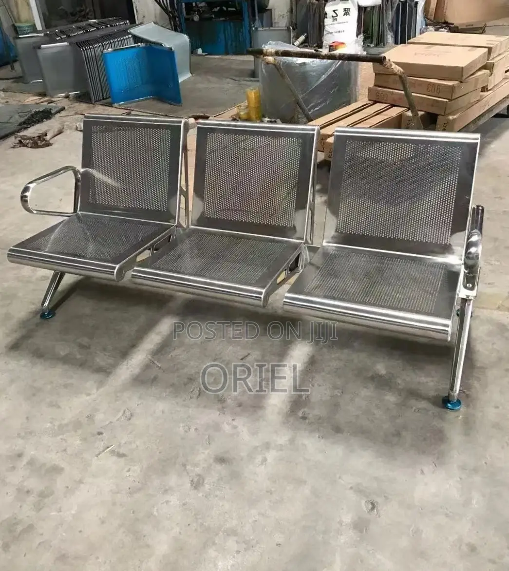 Office Bench : Heavy Duty Office Waiting 3-Seater Steel Bench