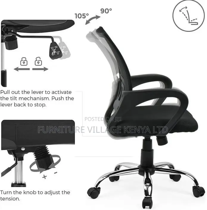 Office Chair; Swivel Mesh Mid Back Ergonomic Office Chair