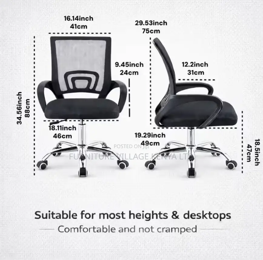 Office Chair; Swivel Mesh Mid Back Ergonomic Office Chair