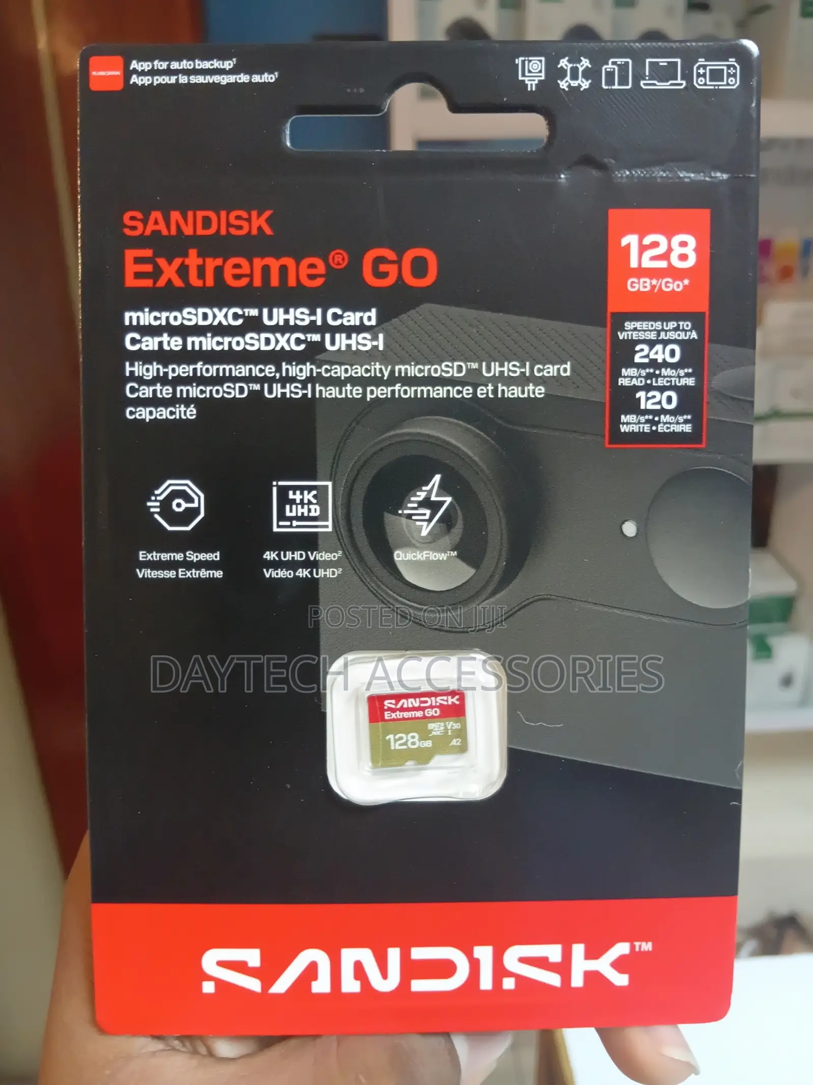SANDISK Extreme GO microSD UHS-I Card 128GB Upto 240 Mbps.