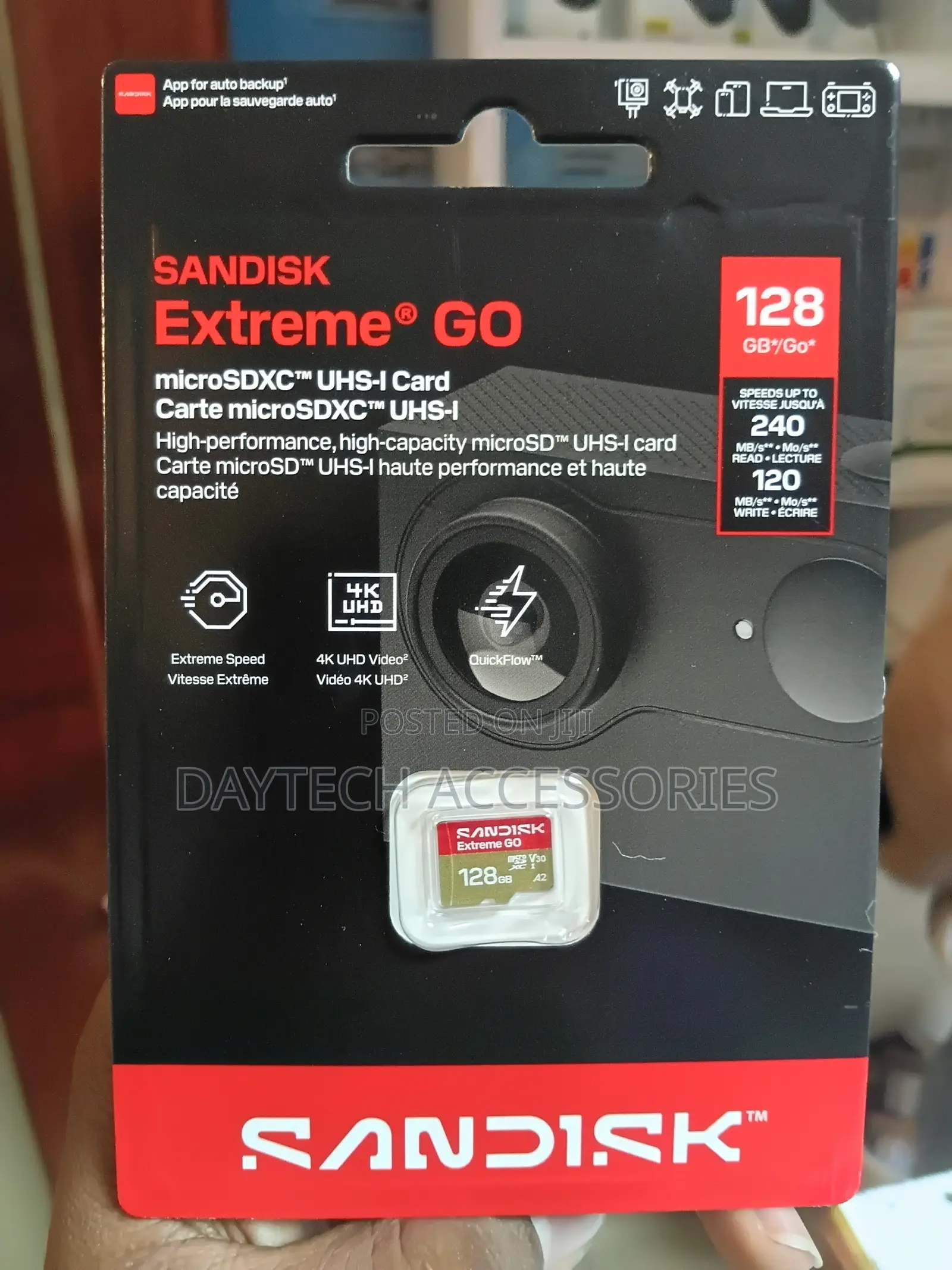 SANDISK Extreme GO microSD UHS-I Card 128GB Upto 240 Mbps.