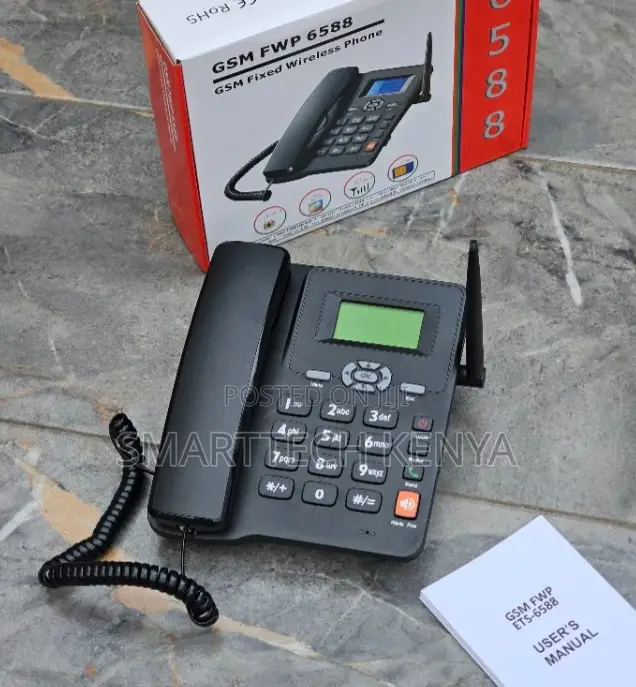 Desk Phone for Office and Home Use, Dual Sim GSM-6588