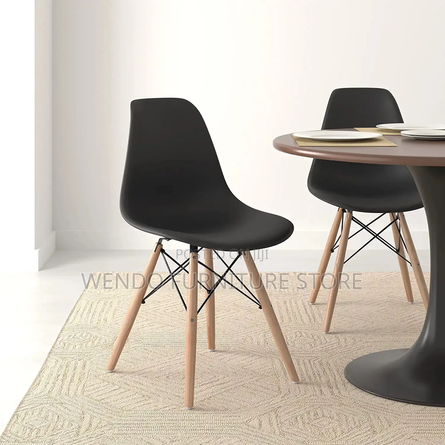 Dining Chairs; Black Eames Dining Entry Room Chairs