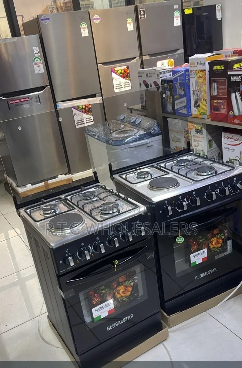 Black 50*55 Globalstar JET 3+1 Standing Cooker With Electric Oven