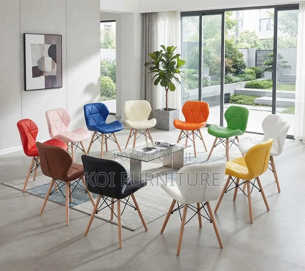 Dining Chairs; Leather Padded Eames Butterfly Dining Chairs