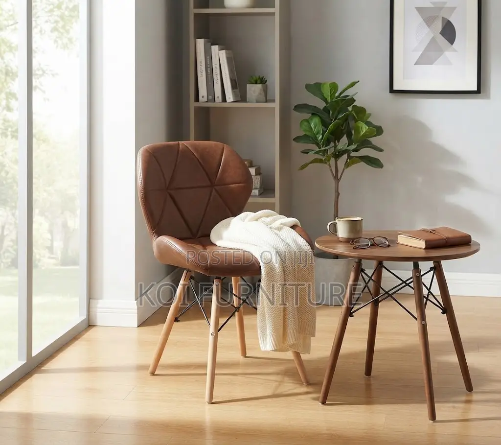 Dining Chairs; Leather Padded Eames Butterfly Dining Chairs