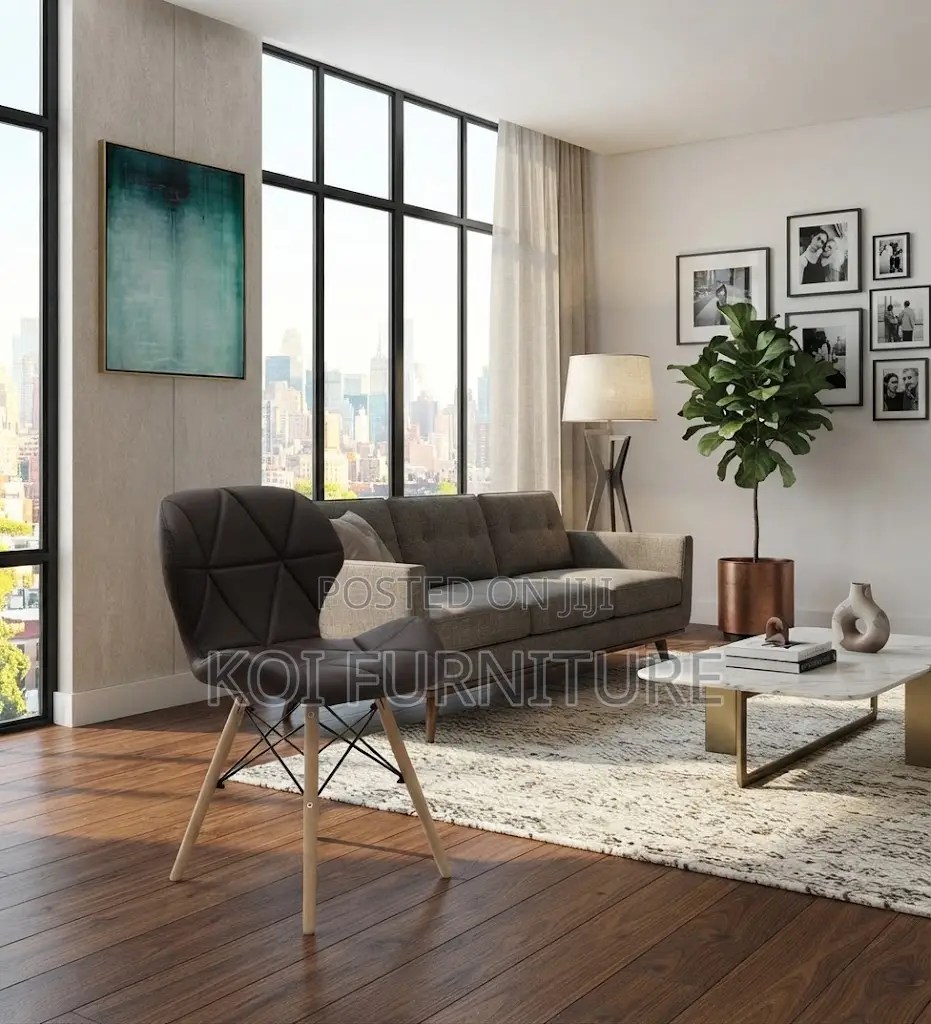 Dining Chairs; Leather Padded Eames Butterfly Dining Chairs