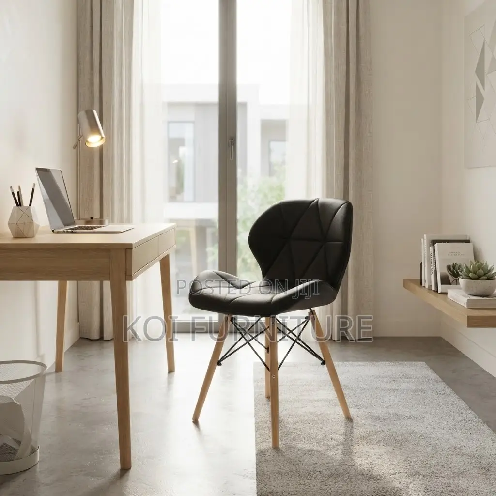 Dining Chairs; Leather Padded Eames Butterfly Dining Chairs