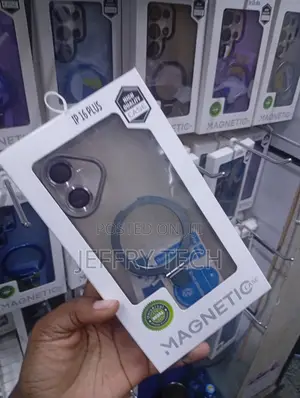 Magnetic Phone Case With Ring Stand and Lens for the iPhone 16 Plus