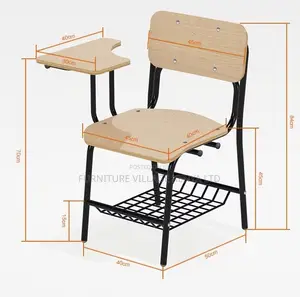 Study Chair; Wooden Study Chair With a Writing Pad for School
