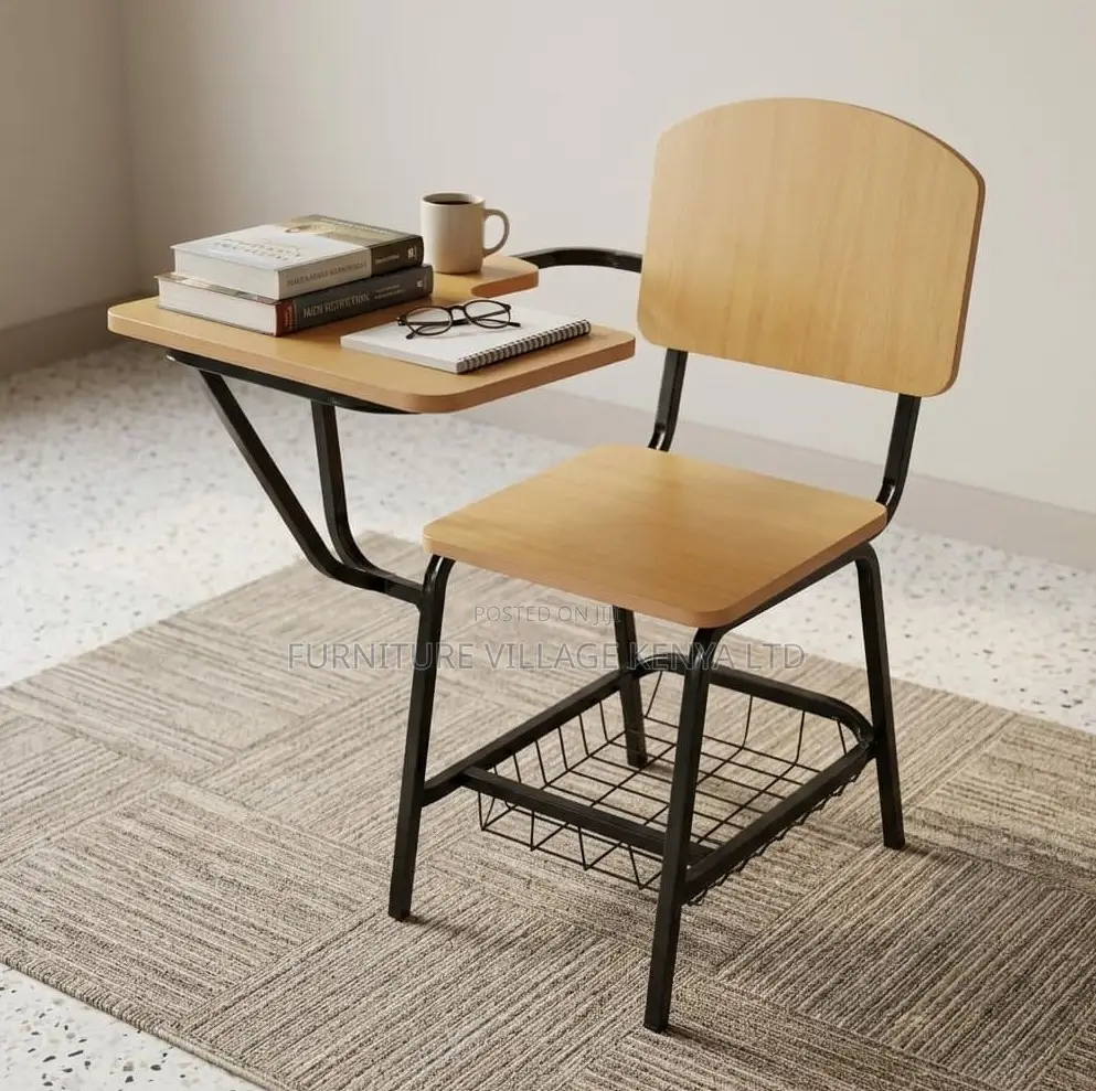 Study Chair; Wooden Study Chair With a Writing Pad for School