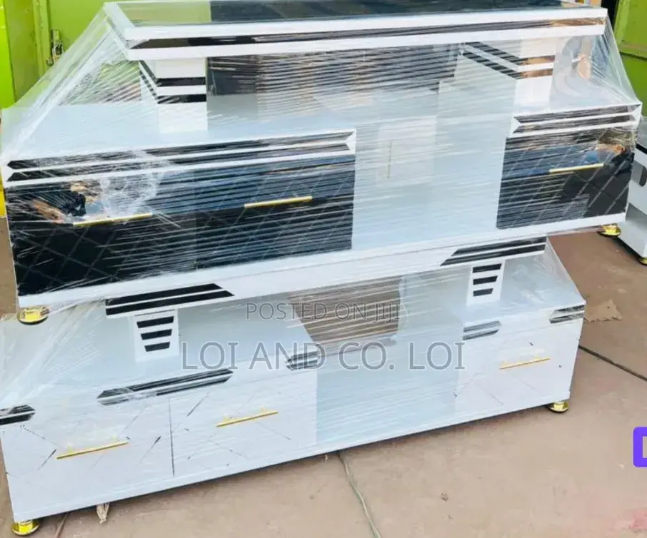 Executive TV Stand With Marble Coating and Light