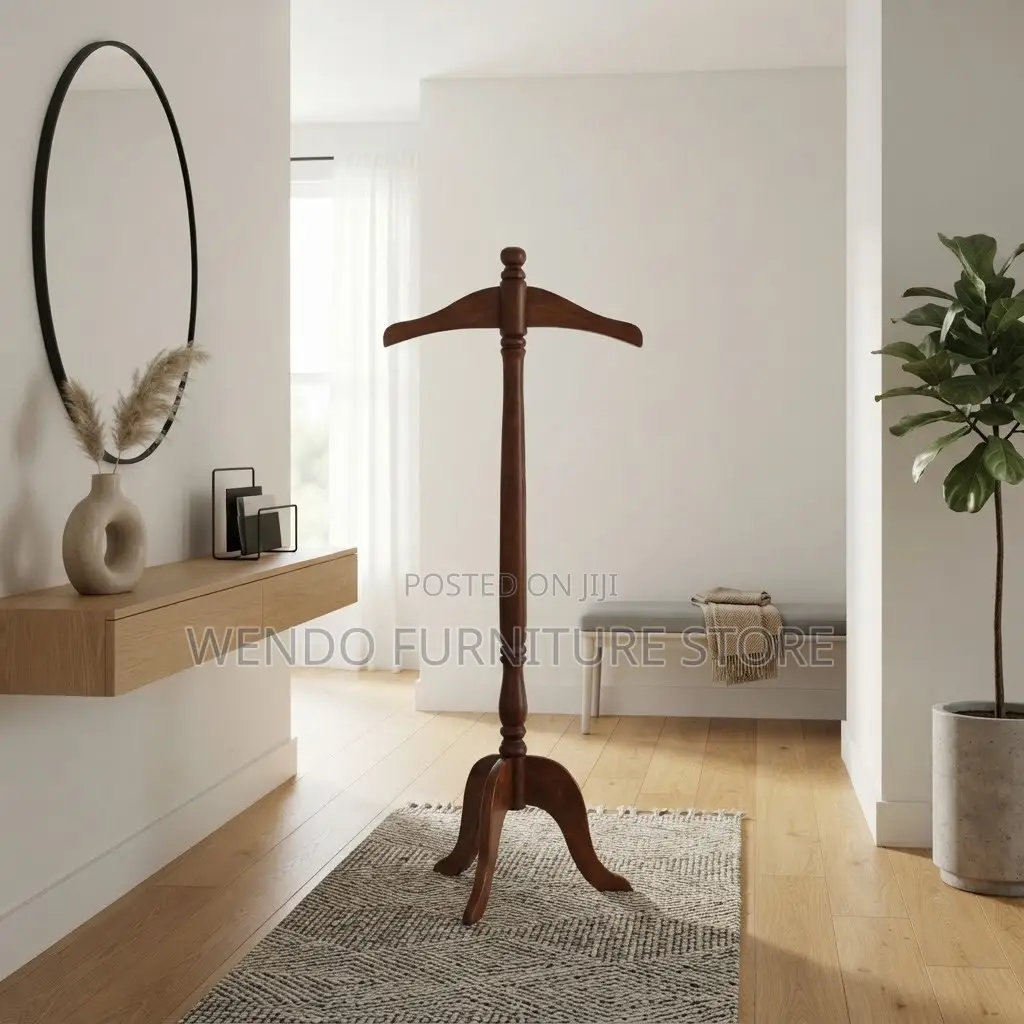 Dressers; Executive Long Mahogany Polished Coat Hanger