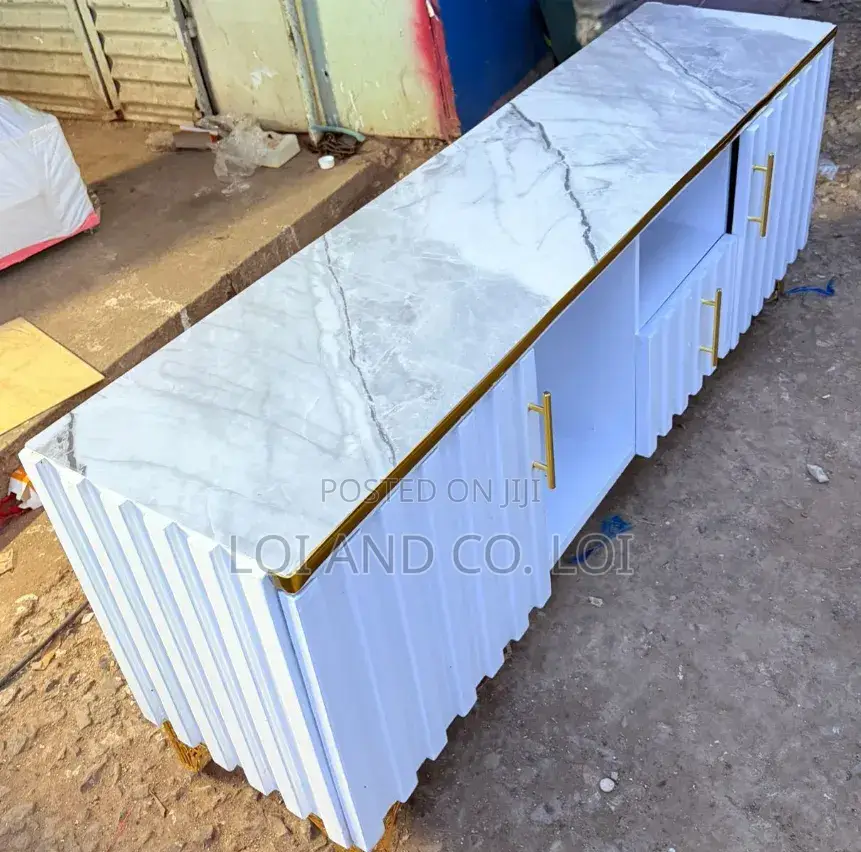 Executive Box TV Stand With Marble Top