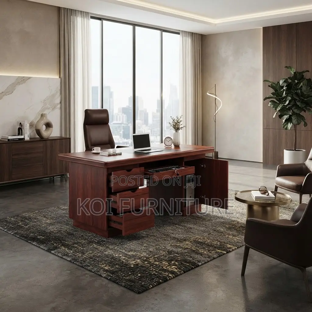 Office Desk; 1400MM Executive Modern Home Work Mahogany Desk